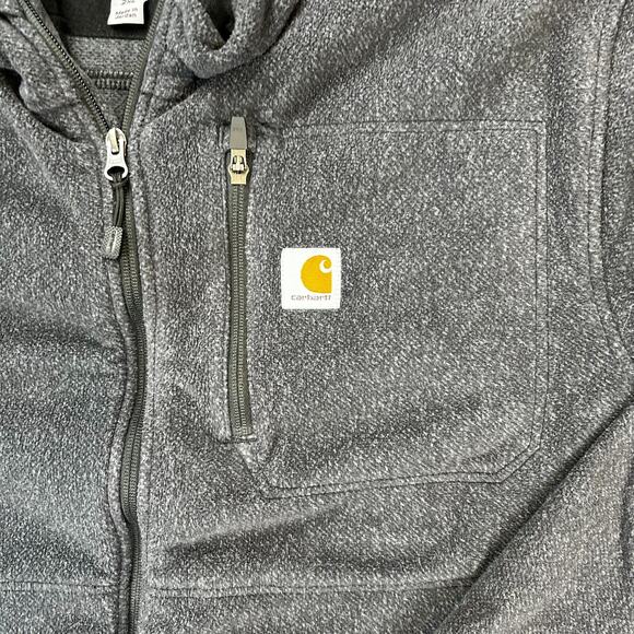 Carhartt Sweatshirt Choctaw Vet Mens 2XL Black Fleece Work Full Zip Logo Loose - Picture 4 of 9